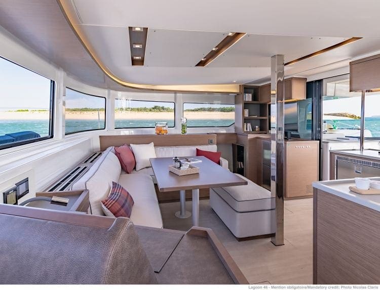Lagoon 46 catamaran living area — yacht charter provisioning suppliers