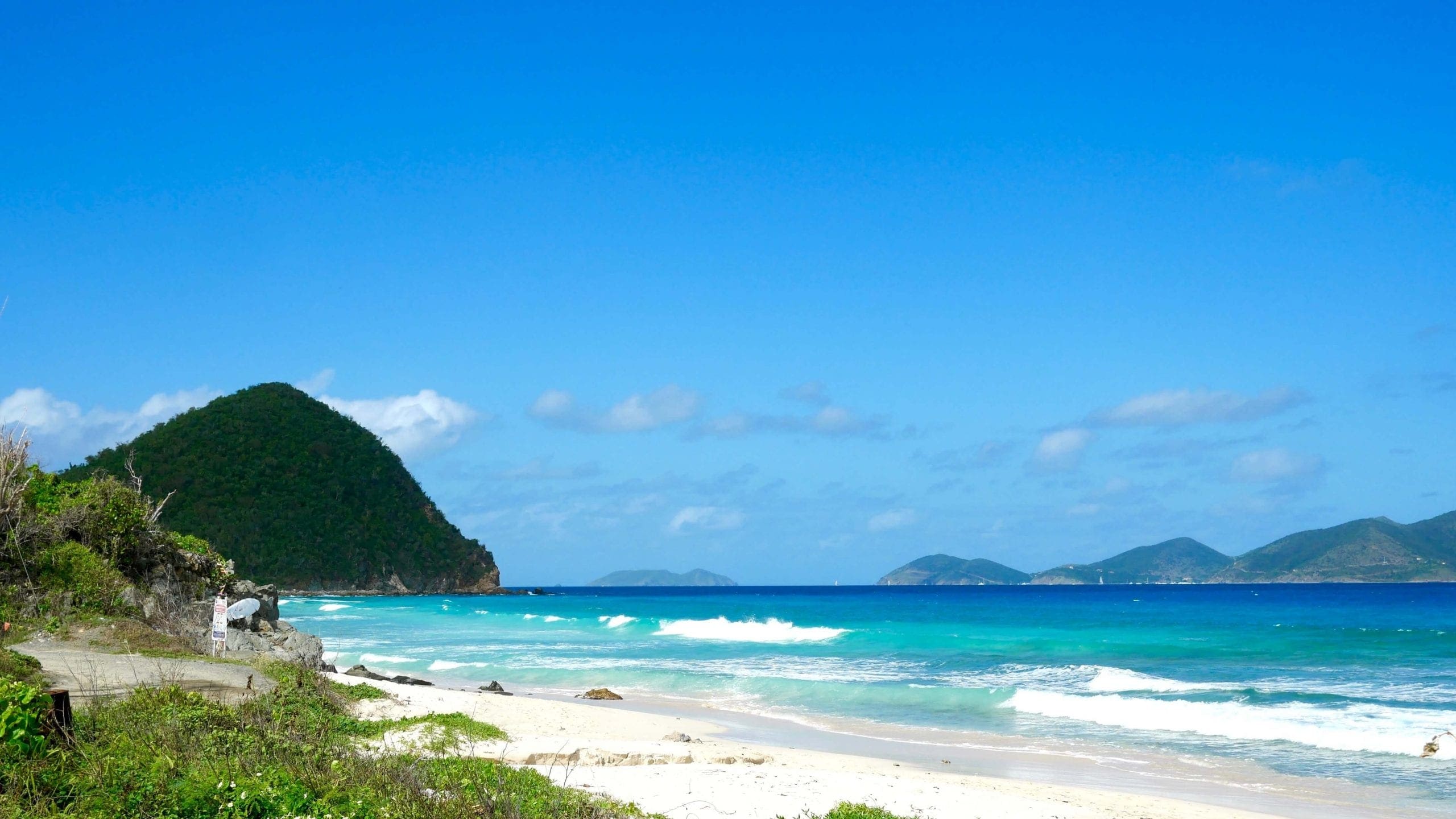 Beach and mountains in the BVI